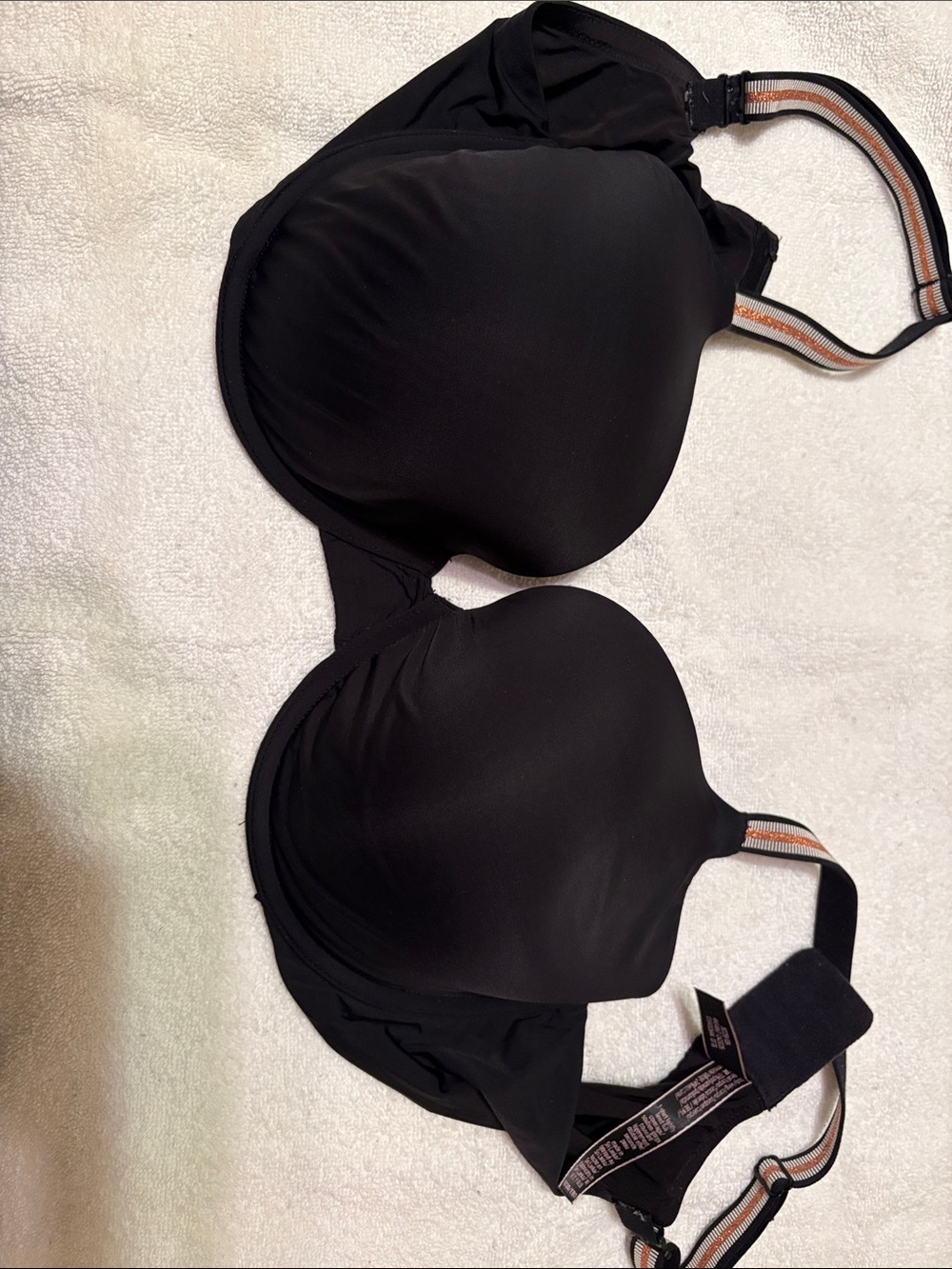 Victoria's Secret Black T-Shirt Bra with Striped Accent Straps